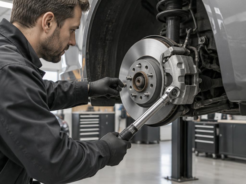 Noggrant arbete med en bils bromssystem